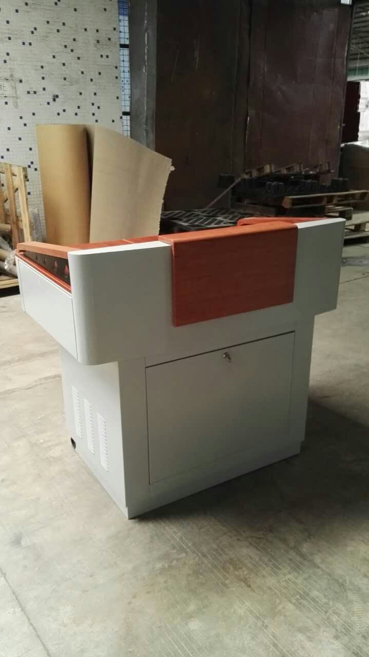 東裕DYU-8233實木扶手木講臺-顯示器任意角度鍵盤翻轉實木臺面扶手鋼制講臺